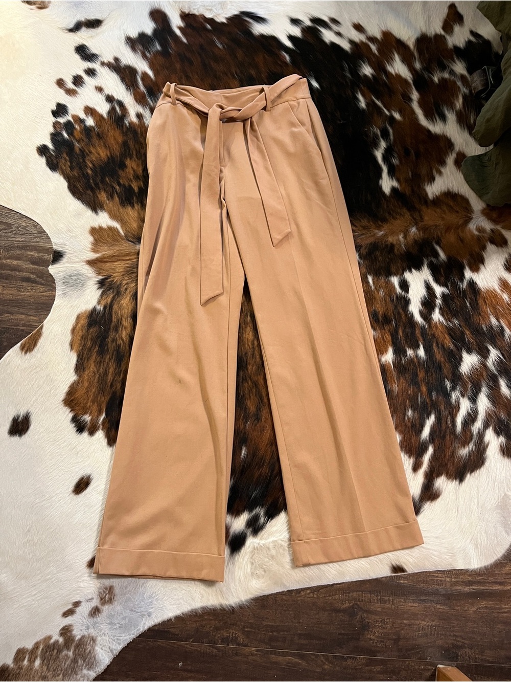 The Limited Camel Tie-Waist Wide Leg Pants